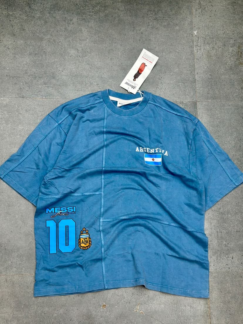 Argentina Messi 10 Raw-Seam Patchwork Tee