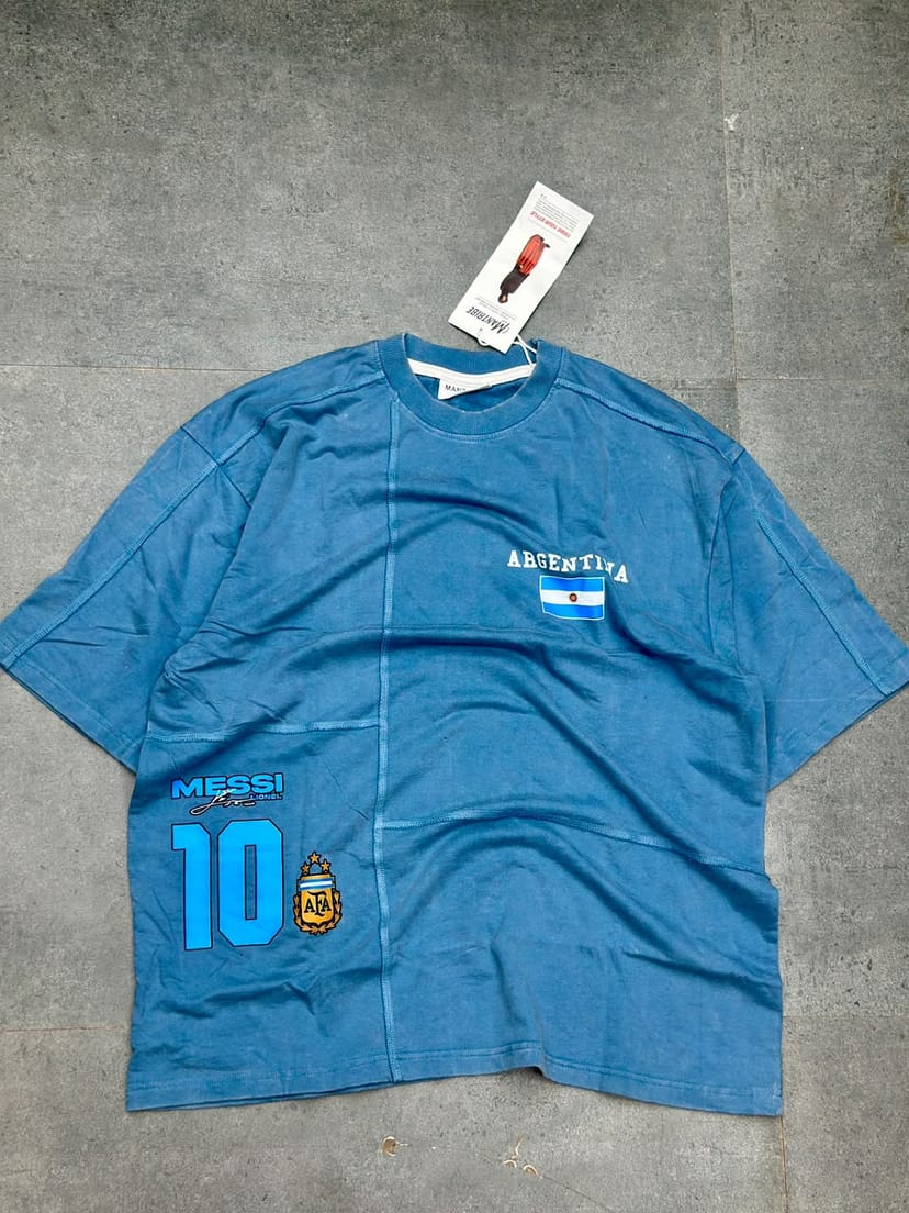 Argentina Messi 10 Raw-Seam Patchwork Tee